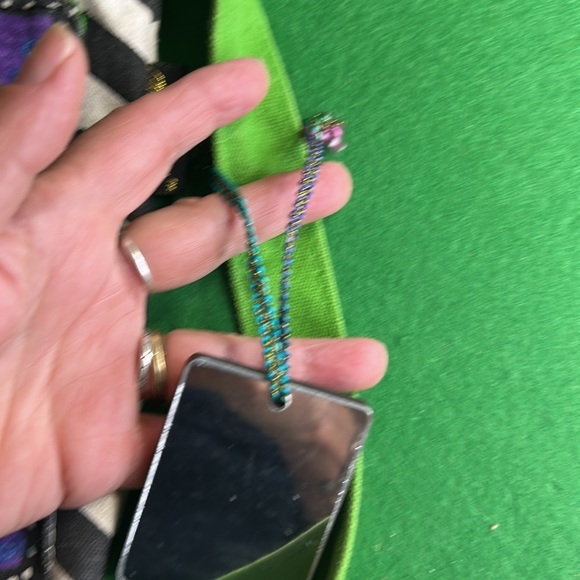 LAUREL BURCH GREEN BEADED ADJUSTABLE CANVAS STRAP CANVAS  CROSSBODY BAG - Picture 11 of 15